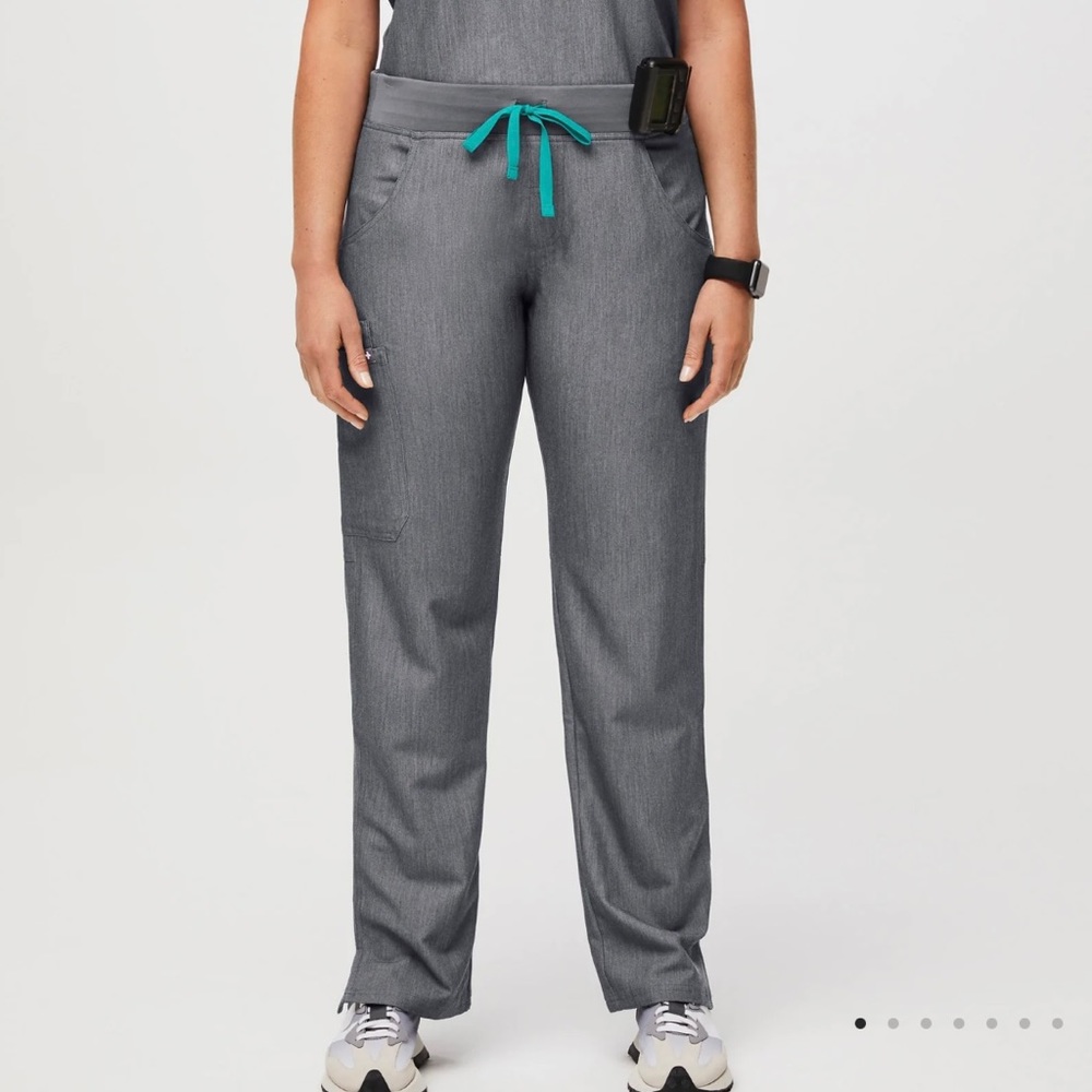 Figs Gray Women's Pants with Teal Drawstring